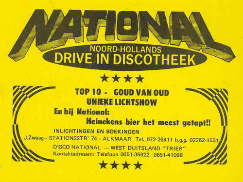 Dansen op platen van de NATIONAL DRIVE-IN DISCOTHEEK
